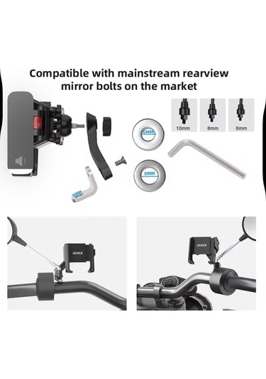 Motosiklet Ve Scooter İçin Dikiz Ayna Uyumlu Telefon Tutucu Cvr11