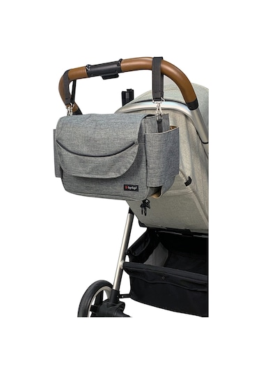 Bye Bye Stroller Bag Bebek Arabası Düzenleyici Çanta Sade Gri