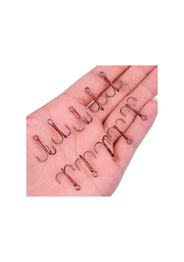 Valkyrie 50 Adet Karbon Çelik 3lü Çapa Kanca Olta İğne Seti - Kutulu - Heavy Duty Kırmızı