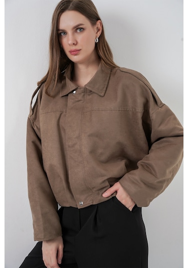 Kadın Oversize Süet Ceket 1055 - D.haki Haki