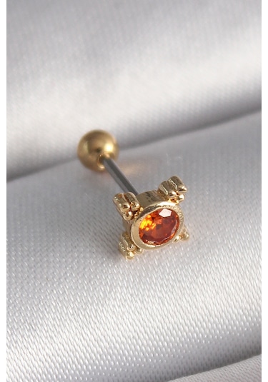 316l Çelik Gold Renk Turuncu Zirkon Taşlı Tragus Piercing Gümüş 30693082
