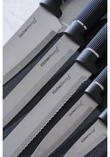 Cooper 12 Parça Standlı Kesme Tahtası Servis Ve Bıçak Seti Siyah