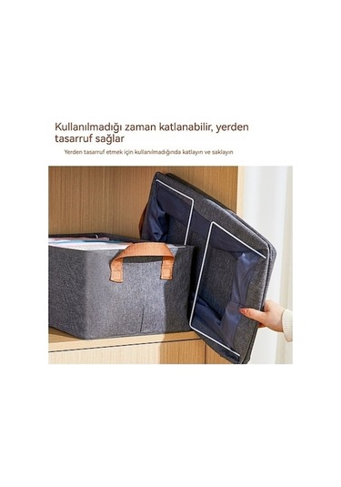 Fastbuy Çelik Çerçeveli Kumaş Kutusu - Luckystar1, Pratik Depolama Çözümü, Gri Gri