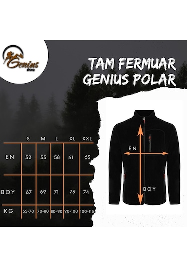 Genıus Store Store Kadın Polar Tam Fermuarlı Outdoor 3 Cepli Spor Polar Ceket Siyah
