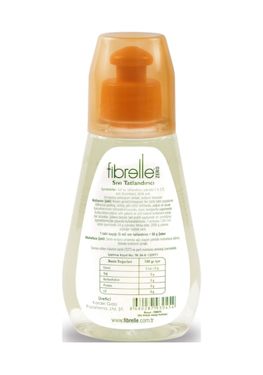 Fibrelle Zero Sıvı Tatlandırıcı 200 ML Sukraloz Bazlı