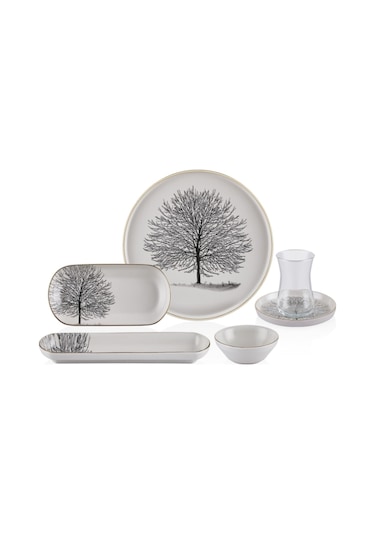 N3221 Çınar Plus 26 Prç Kahvaltı Takımı Beyaz