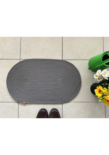 Jüt Düz Banyo Paspası Oval 45 X 75 Gri