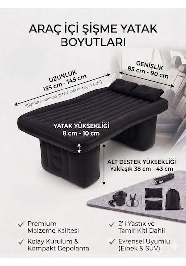 Araç İçi Şişme Yatak Arka Koltuk