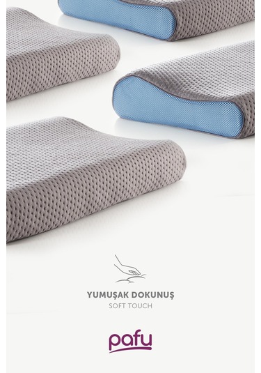 Pafu Visco Boyun Destekli Karbon Ortopedik Yastık Gri