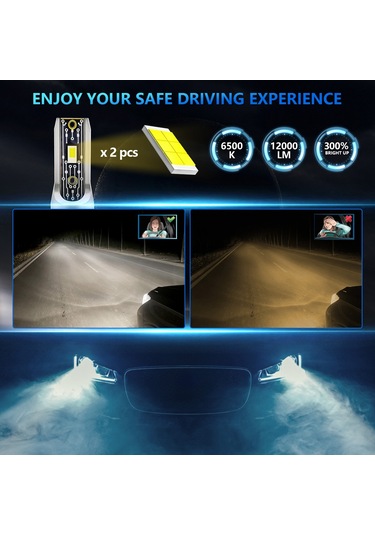 Hallow H7 IP68 Su Geçirmez Araba Led Far Ampuller Gri