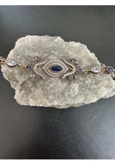 Otantik Safir Ve Zirkon Taşlı 18 Cm Gümüş Bileklik 925 Ayar