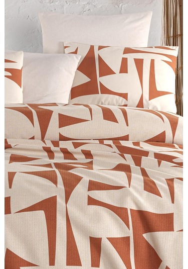 As Perde Cotton Life Çift Kişilik Pike Takımı Marvin Kiremit