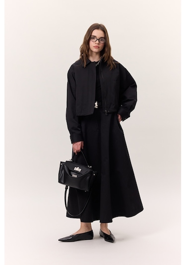 Premıum Geniş Etek Siyah Siyah