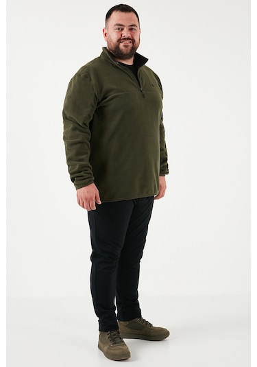 Buratti  Regular Fit Anti-Pilling Büyük Beden Dik Yaka Kışlık Şardonlu Erkek Polar 5906001B Haki