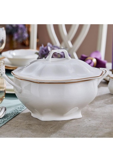 Bernardo Karen 58 Parça 12 Kişilik Bone China Yemek Takımı Beyaz - Altın