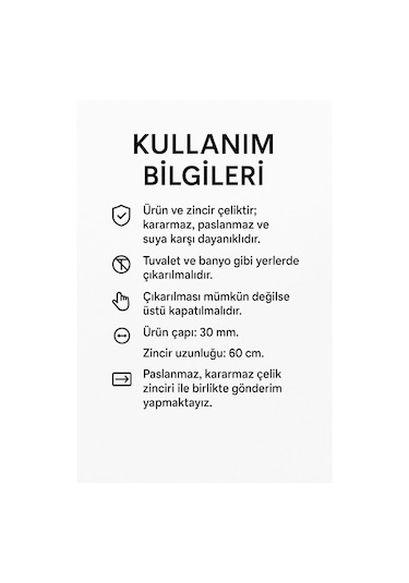 Siyah Renk Titanyum Kaplama Çelik Kolye Paslanmaz Zincir Kararmaz Siyah