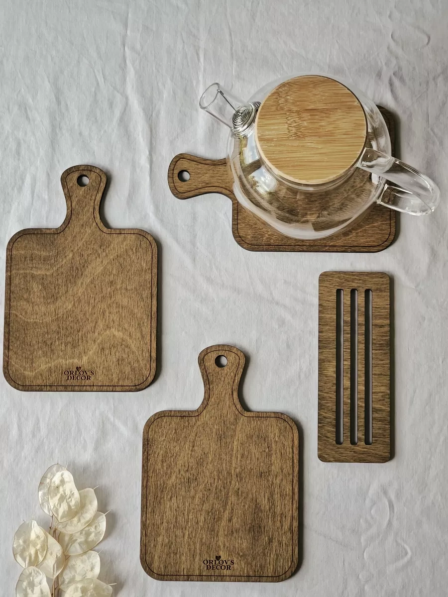 Orlov's Decor Sıcaklık Altlıkları 3 Adet Ahşaptan Set Olarak 158060355 Kahverengi