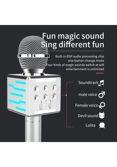 Mufunye Mavi Karaoke Bluetooth Mikrofon, Kablosuz Mikrofon Ds868