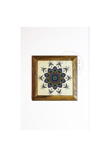 Artavessa Masif Ahşap Çerçeveli Taş Tablo Pano 16 x 16 cm - Mandala 3
