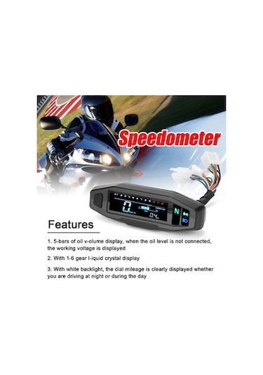 Pazly Evrensel Lcd Dijital Motosiklet Hız Göstergesi Kilometre Saati Dijital Metre K17888