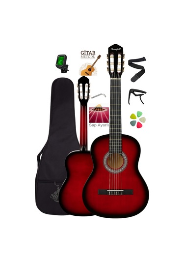 Campbell Ce-54rd 3/4 Klasik Gitar Kırmızı - Sap Ayarlı Full Set 7-14 Yaş - Cmp55rd