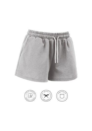Elemge Kadın Pamuklu Gri Beli Ipli Şort Günlük Basic Regular Fit Cepli Normal Bel Rahat Kesim 2 Iplik Elemge Kadın Pamuklu Gri Beli Ipli Şort Günlük Basic Regular Fit Cepli Normal Bel Rahat Kesim 2 Iplik