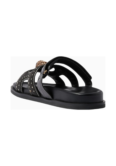 Kurt Geiger Eagle Stud Cut Out Sandaletler, Deri, Çivili Ve Şık Yaz Sandaleti Siyah