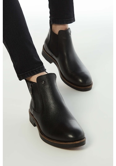 Tamer Tanca Erkek Hakiki Deri Siyah Floter Casual Bot 572 1727 B ERK Bot
