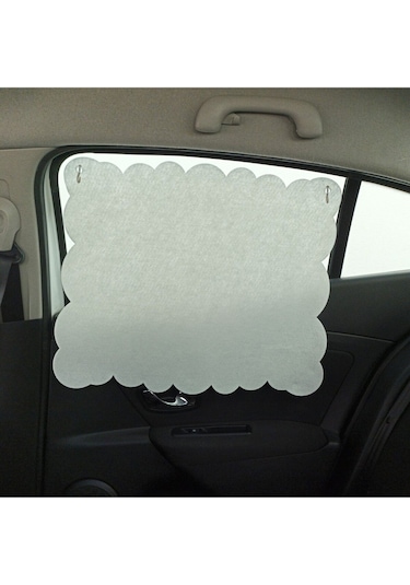 Oto Güneşlik Perdesi Yan Cam Araç Arka Koltuk Emzirme Örtüsü Beyaz Keçe Vantuzlu Tutucaklı 1 Adet