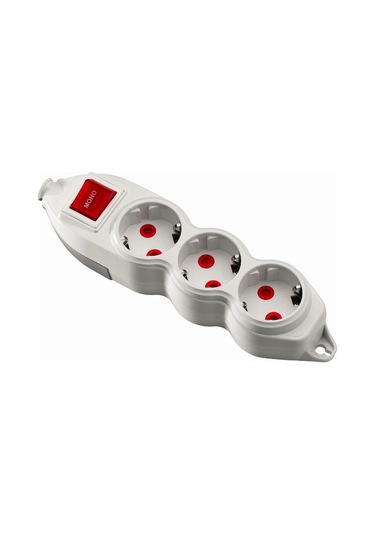 Mono Orion 3'lü Anahtarlı Topraklı Grup Priz Klemensli Beyaz