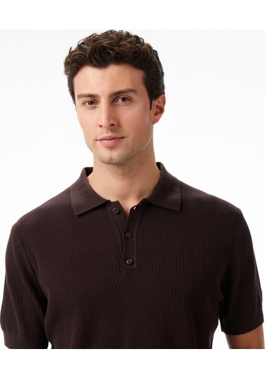 Nautica Erkek Kahverengi Regular Fit Kısa Kollu Triko Düz S55110t Kahverengi
