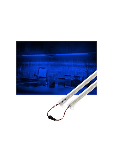 2 Adet 50 Cm 220v Şeffaf Çubuk Bar Led Mavi Işık Sb-6554