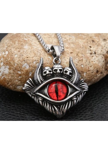 Paslanmaz Çelik 2 Li Göz Kolye Seti Mavi Eye Of Horus Ve Kırmızı Şeytan Gözü Kolye Kırmızı