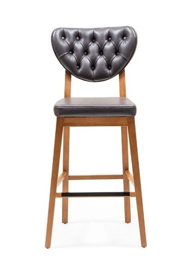 Olivya Ahşap Bar Sandalyesi Gri