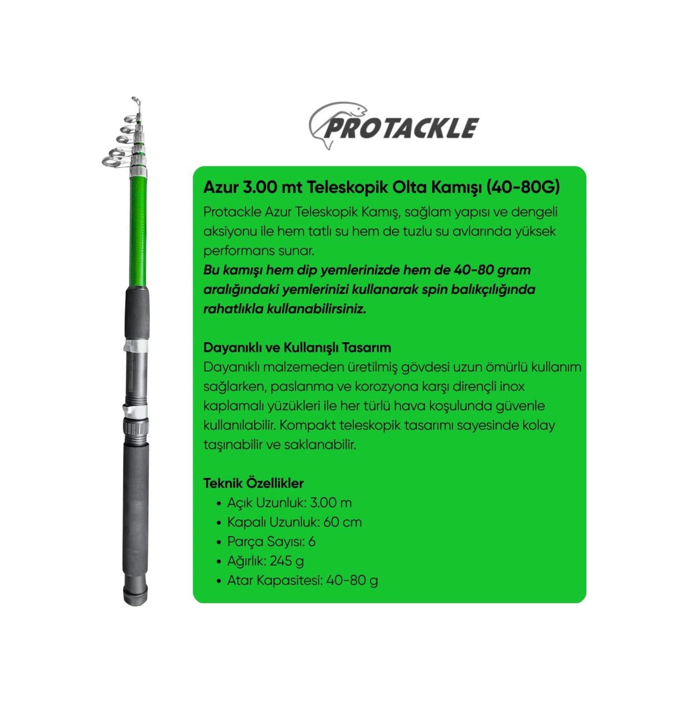 Olta Seti - 300cm Olta Kamışı 40-80gr / 4000'lik Olta Makinesi Xa-yeşil - Taşıma Çantalı