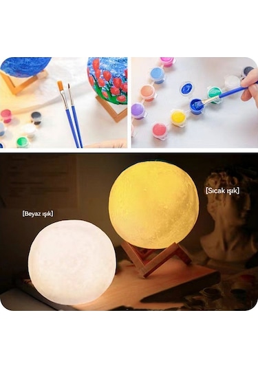 Ay Gece Lambasışarj Plug-in Yatak Odasıbaşı Ucu Gezegen Lambasıocucuk 3d Baskılıay Lambasıdoğuühediyesi Gece Lambası 7