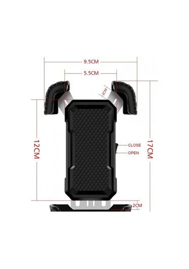360 Derece Ayarlanabilen Gidon Bağlantılı Bisiklet Motosiklet İçin Abs 4-7.8 İnç Telefon Tutucu Siyah