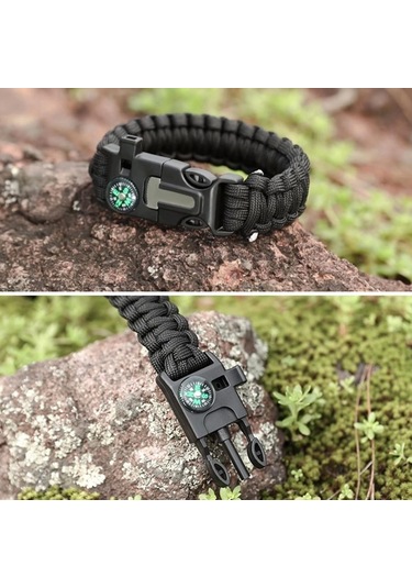 Bfs 5'i 1 Arada Çok Fonksiyonlu Hayatta Kalma Bilekliği Pusula, Düdük, Çakmak Taşı Ve Şemsiye İpi B