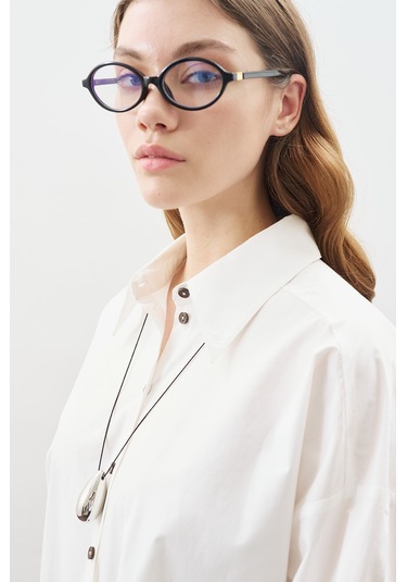 Tasarım Detaylı Oversıze Gömlek Ekru Ekru