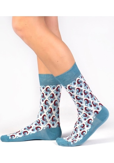 6'lı Organik Pamuklu Dikişsiz Erkek Çok Renkli Desenli Çorap (448387586) Turuncu