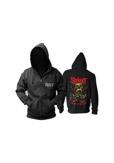 Tarzsokak Slipknot Hoodie Fermuarlı Kapüşonlu Tip76 14059 Siyah
