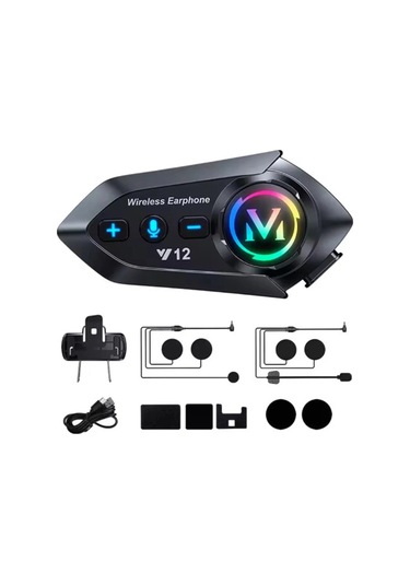 Ceylan Adam Y12 Motor Kask Kulaklık Rgb Modlu Radyolu Motosiklet Kulaklık 5.3 Bluetooth Intercom