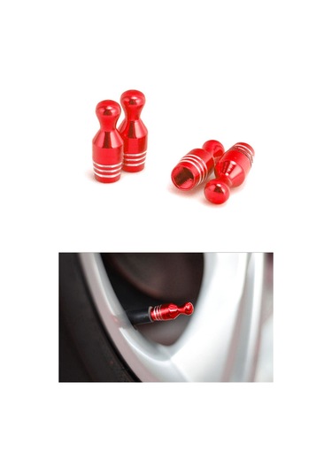 Oto Araba Sibop Kapağı Seti Metal Bowling 4'lü Set Kırmızı