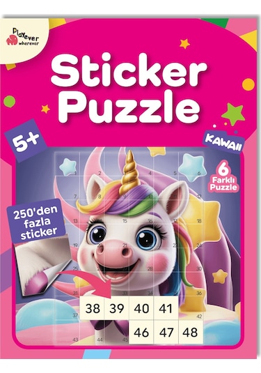 Playever Sticker Puzzle - Kawaii, Çıkartmalı Yapboz Etkinlik Kitabı