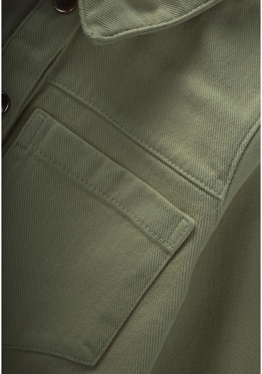 Boyalı Gabardin Elbise 2-7 Yaş Haki Yeşil Haki Yeşil