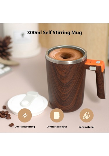 Qingmipy 300ml Şarj Edilebilir Manyetik Karıştırma Bardak, 304 Paslanmaz Çelik, Su Geçirmez, Ofis/okul/spor Salonu İçin Siyah