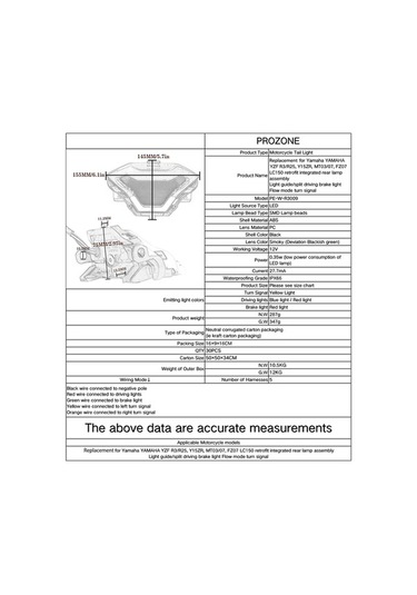 Ebitda Yamaha R3 R25 Mt07 Arka Stop Lambası - Sinyalli, Dumanlı Gri, Su Geçirmez