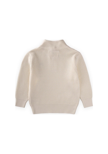 Selanik Triko Fermuarlı Kazak 2-11 Yaş Ekru Ekru