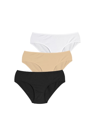 Penti Cover 3lü Çok Renkli Slip Külot Plcovr3s12sk-sbt Siyah - Beyaz - Ten Rengi