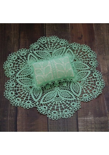 Bosphorusboutique Yuvarlak Yeşil Yastık Takımı Sones Lace Hollow Fotoğrafçılığı Bebek Battaniye Aksesuarları Açık + İx Açık Yeşil
